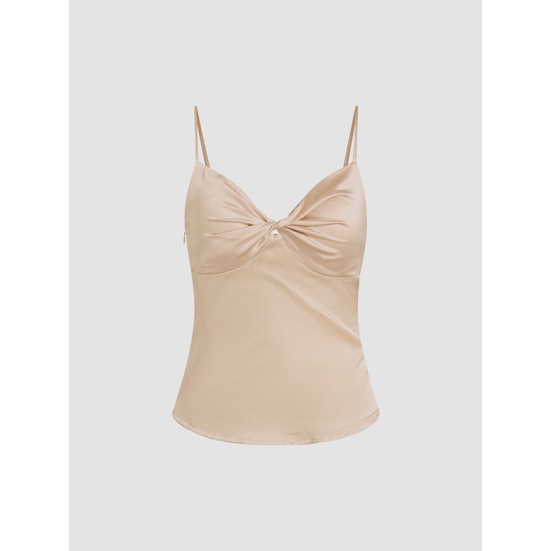 Cider Solid Satin Sweetheart Crop Top (M)