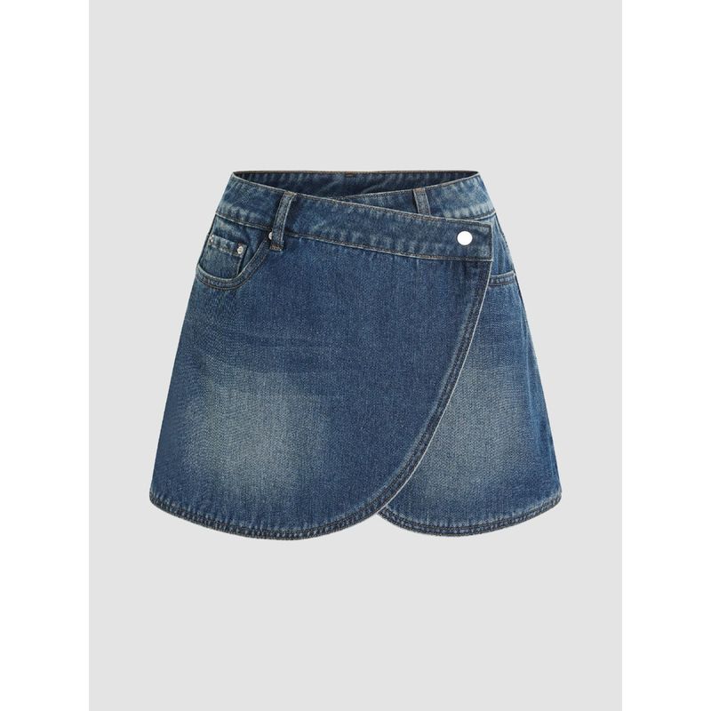Cider Denim Mid Waist Mini Skirt (S)