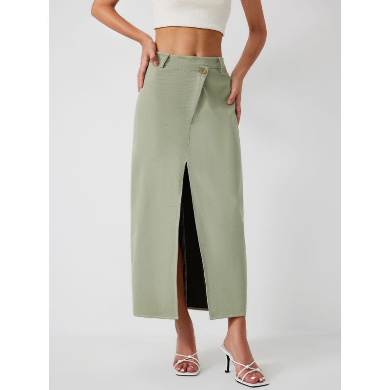 Cider Asymmetrical Split Button Maxi Skirt (M)