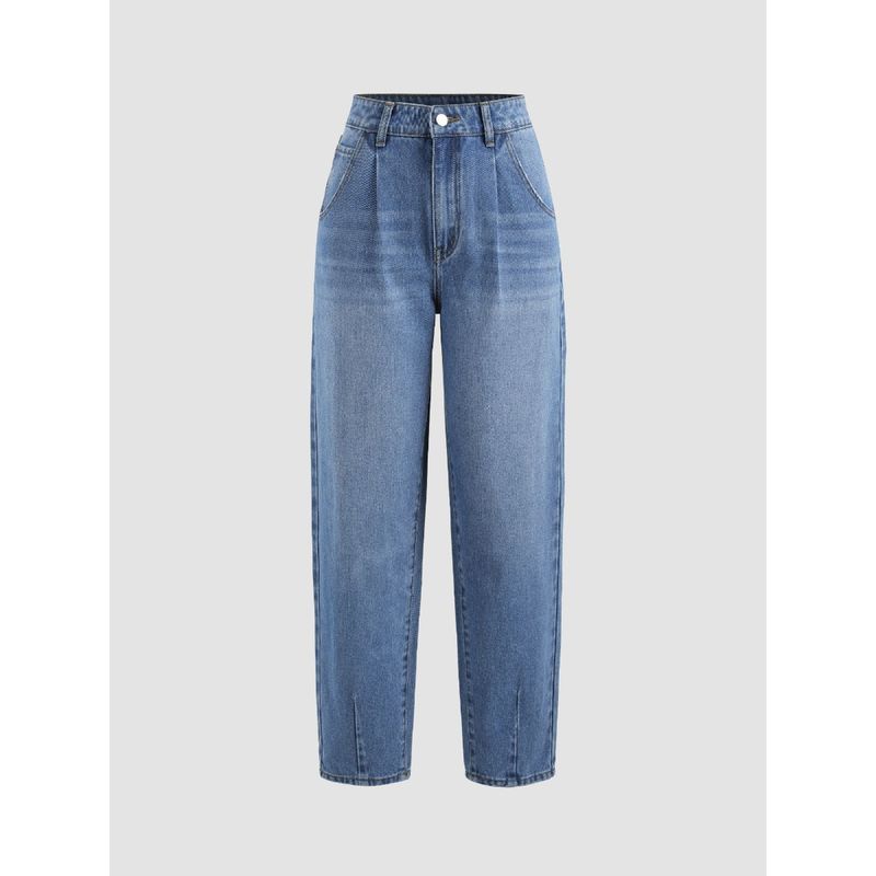 Cider Denim High Waist Solid Tapered Jeans (S)