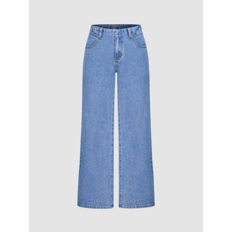 Cider Santorini Beach Vacation Denim Low Rise Solid Pocket Straight Leg Jeans (M)