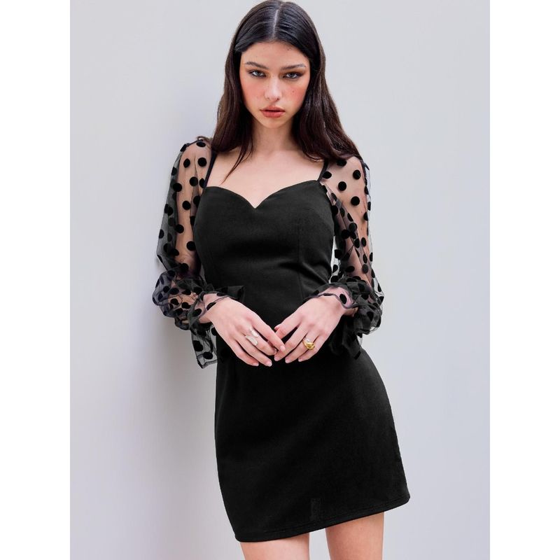 Cider Mesh Sweetheart Spot Patchy Mini Dress (M)