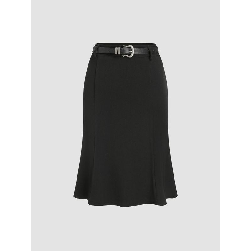 Cider High Rise Solid Midi Skirt With Belt (Set of 2) (XS)