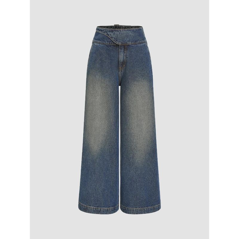 Cider Denim High Rise Solid Wide Leg Jeans (M)