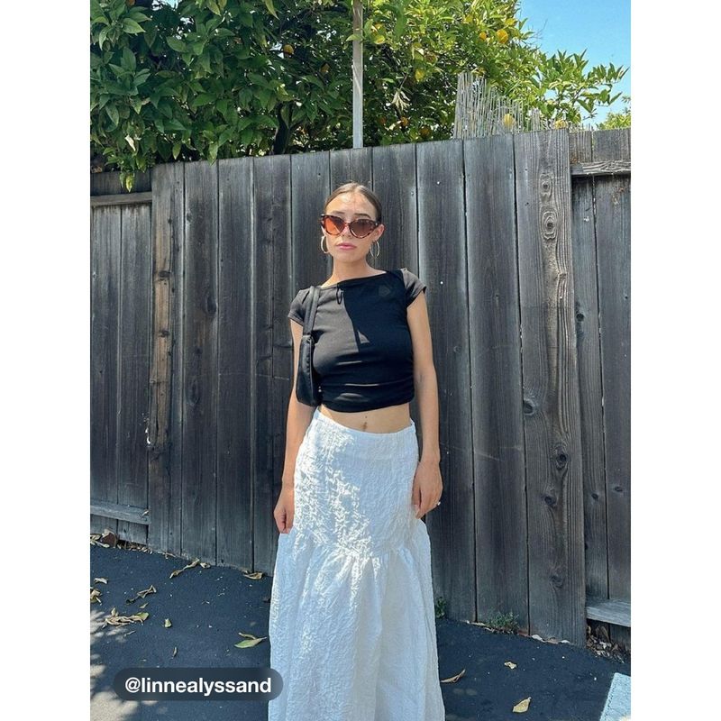 Cider Black Cotton Blend Boat Neck Ruched Short Sleeve Tee (XS)