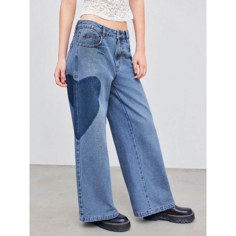 Cider Denim Low Rise Heart Graphic Baggy Jeans (S)