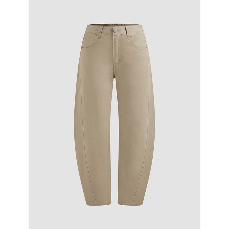 Cider Denim Mid Rise Solid Pocket Barrel-Leg Jeans (M)