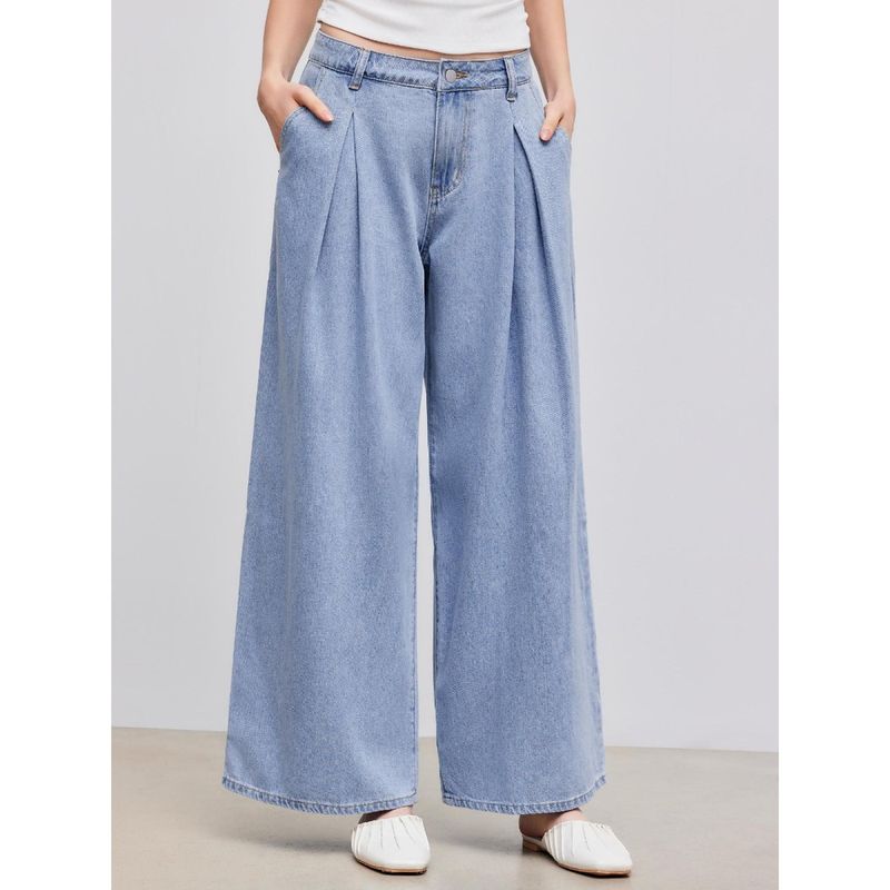 Cider Denim Mid Rise Solid Wide Leg Jeans (S)