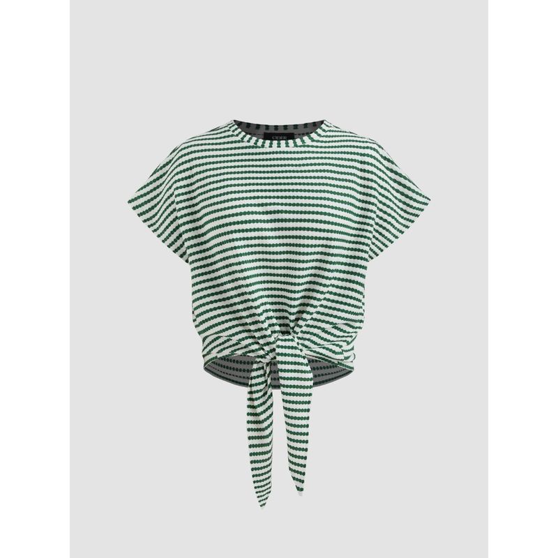 Solid Color Splicing Round Neck Simple Top