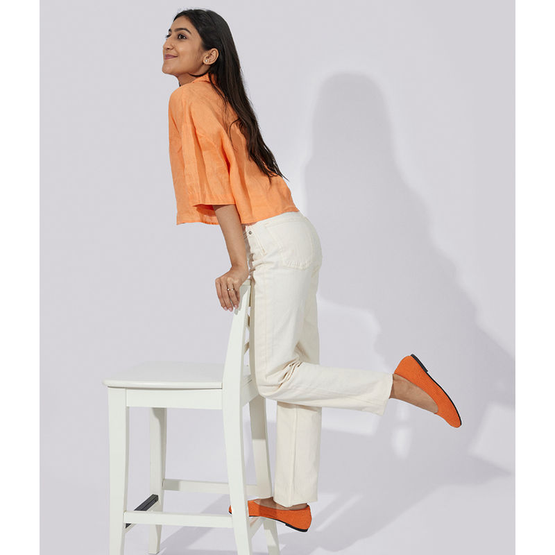 Neeman's Plush Square Flat Ballerinas - Orange (UK 3)