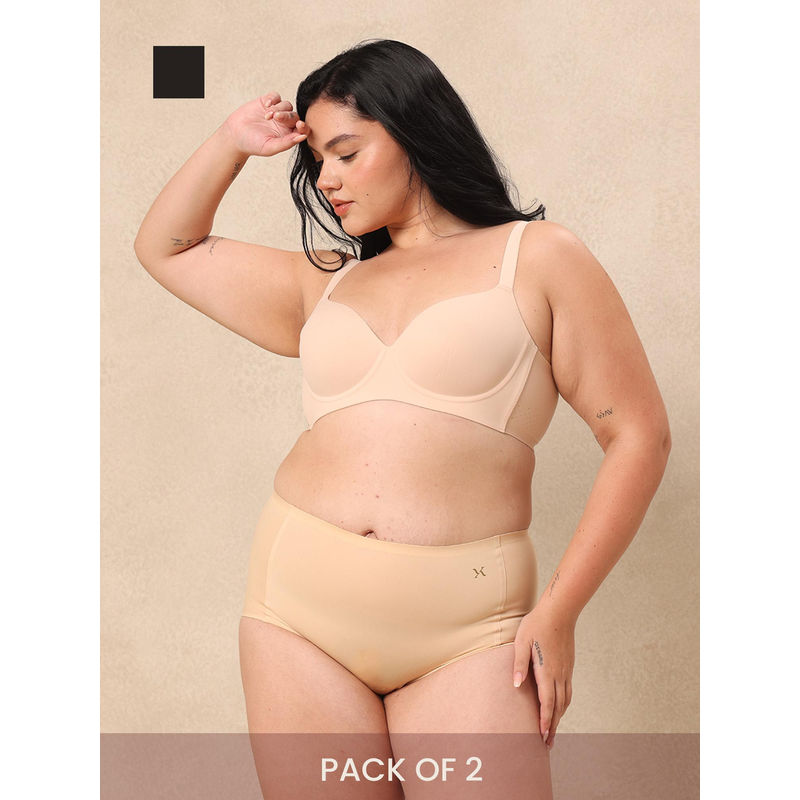 Krvvy Seamless High Coverage Lightweight & Breathable Boyshorts Multi-Color (Pack of 2) (2XL-3XL)