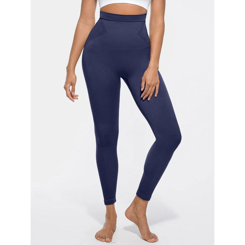 Shop The Edit High Waisted Slim Fit Anti Shaping Leggings Navy Blue (S)