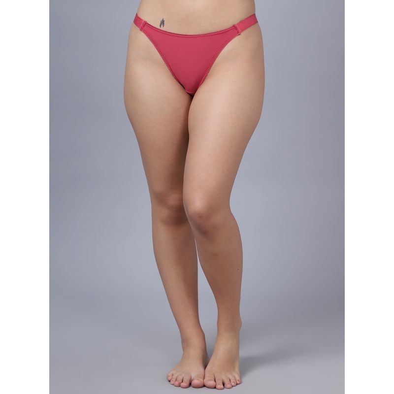 Women Pink Solid Thongs Panty Brief (L)
