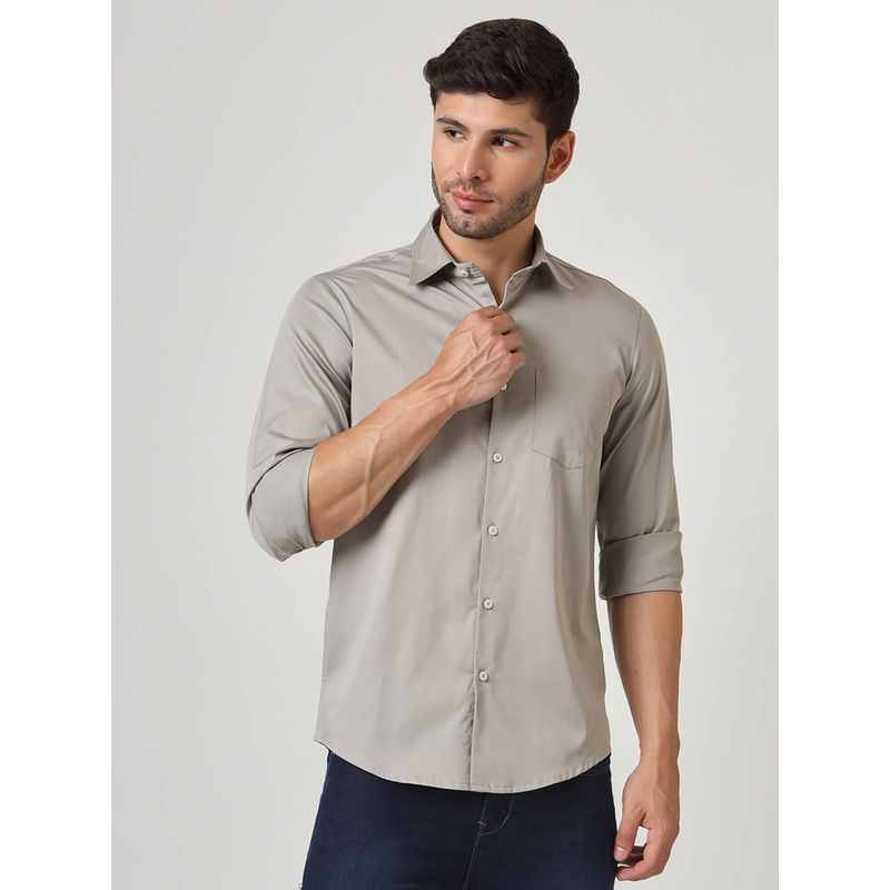 AM SWAN Premium Cotton Lycra Grey Shirt (44)