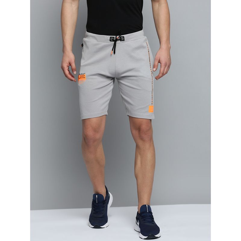SHOWOFF Mens Knee Length Solid Grey Mid-Rise Sports Shorts (36)