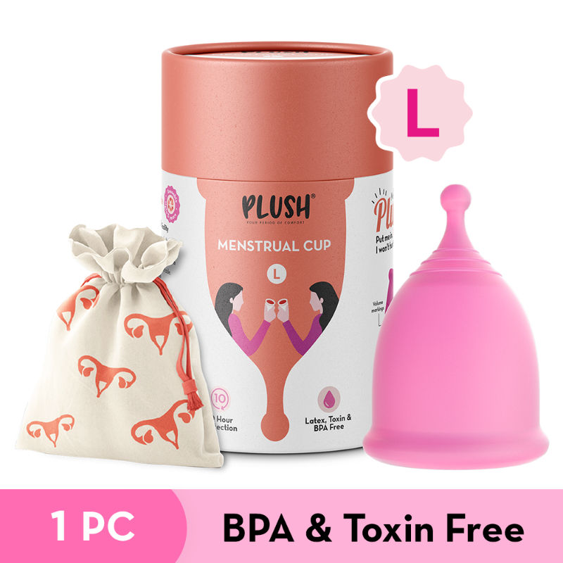 Plush Reusable L Menstrual Cup With Cotton Carry Pouch