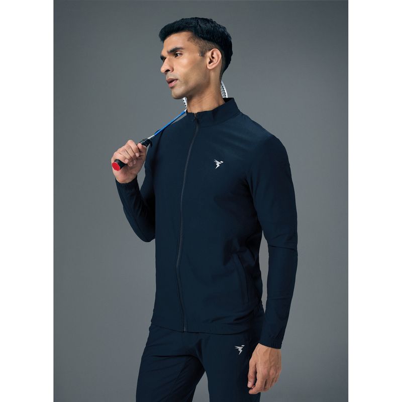 Technosport Men Solid Slim Fit Sports Blue Jacket (XL)