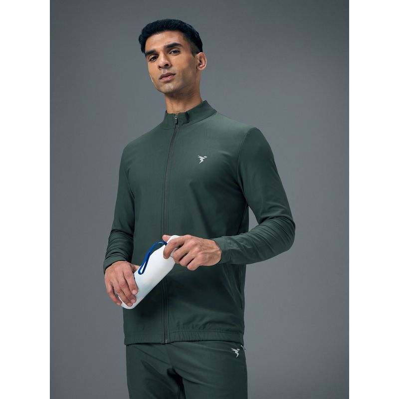 Technosport Men Solid Slim Fit Sports Green Jacket (XL)