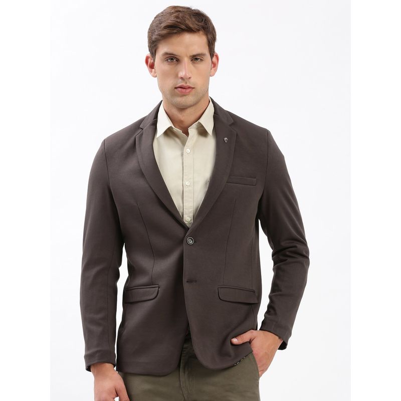 SHOWOFF Mens Notched Lapel Solid Brown Single-Breasted Blazer (S)
