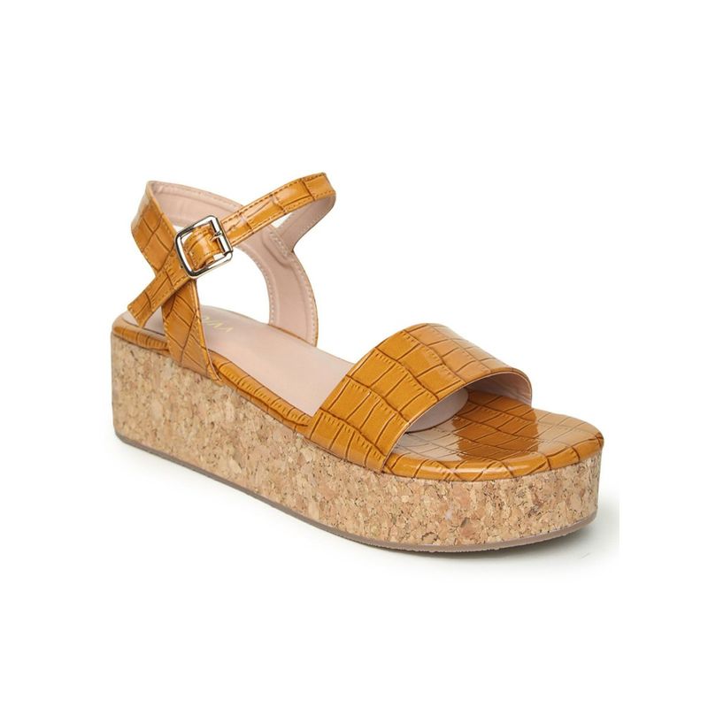 VALIOSAA Solid Mustard Sandals (EURO 36) (EURO 36)