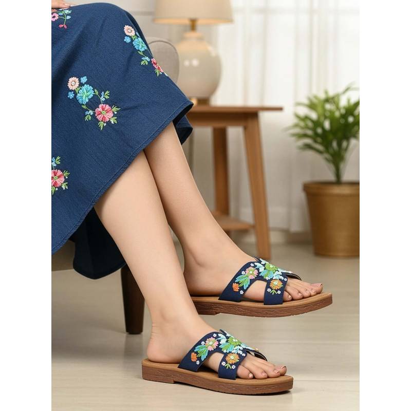 The White Pole Women Navy Blue Flats (EURO 40)