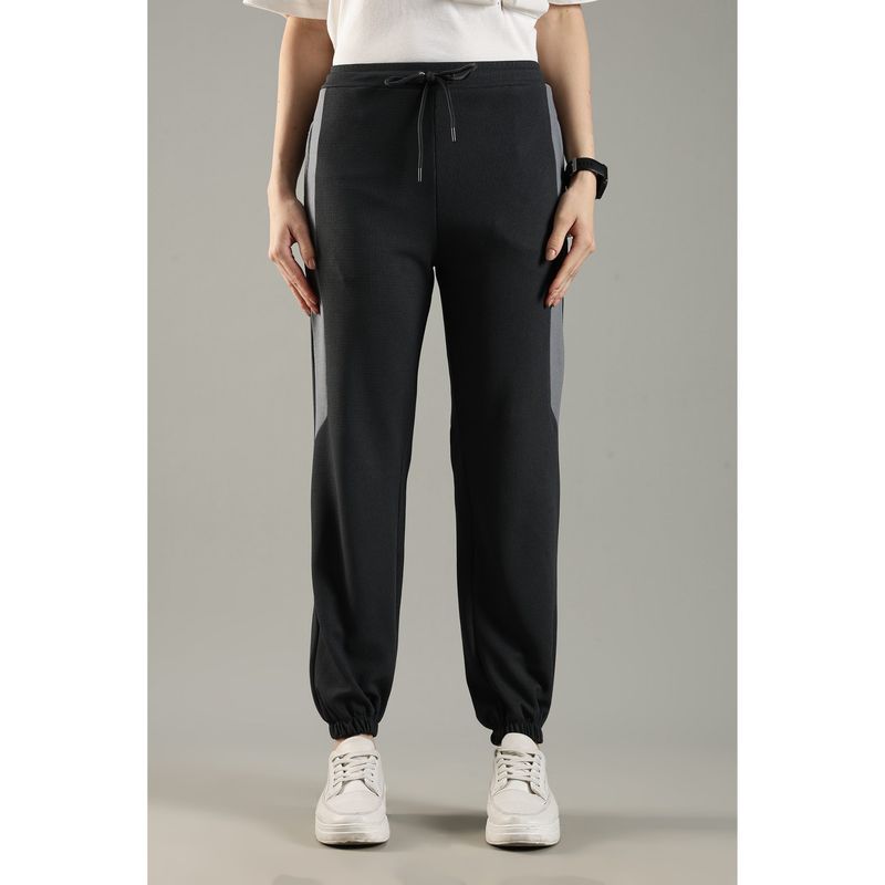 DOMIN8 Women'S Textured Contrast Panels Zipper Pockets Jogger (M)