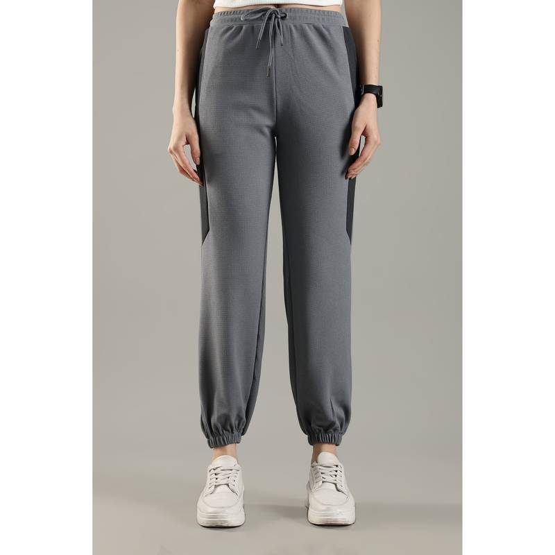 DOMIN8 Women'S Textured Contrast Panels Zipper Pockets Jogger (M)