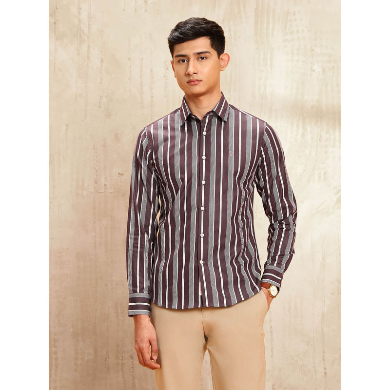 U.S. POLO ASSN. Men Purple Striped Shirt (42)