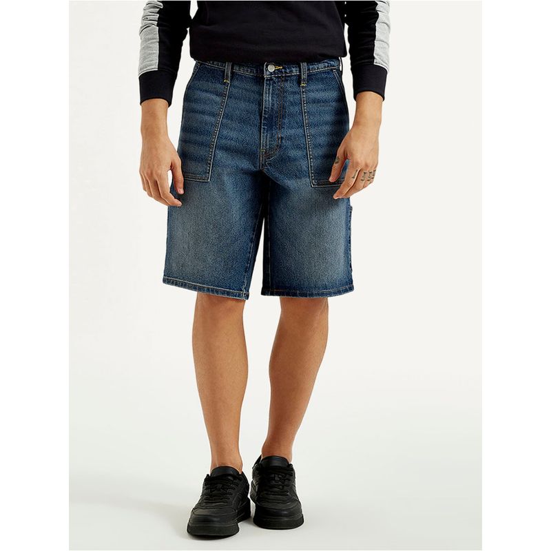 Levi's Men's Blue Solid Loose Fit Shorts (28)