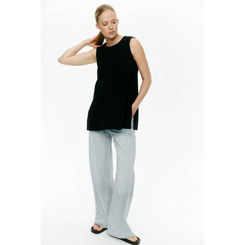 H&M Women Black Mama Slit-Detail Vest Top (S)