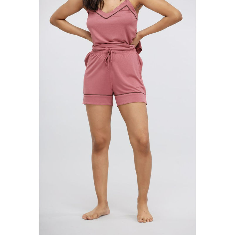 NeceSera Deco Rose Modal Piping Shorts - Pink (S)
