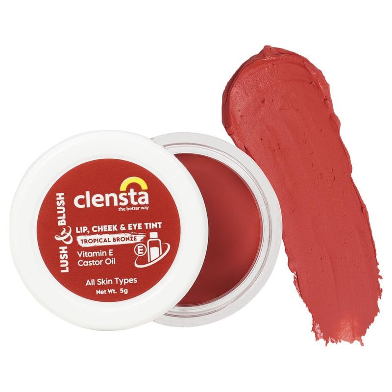 Clensta Lip Cheek Tint Tropical Bronze With Vitamin E For Hydrates Dry Chapped Lips & Eyeshadow