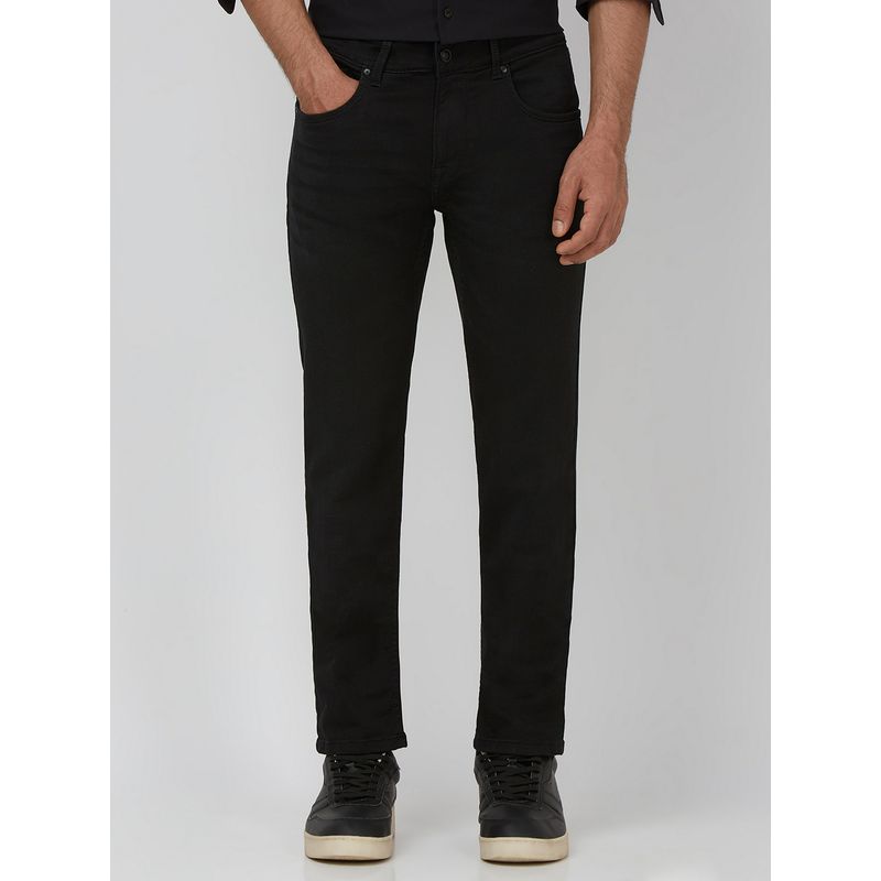 Mufti Washed Charcoal Black Solid Jeans (36)