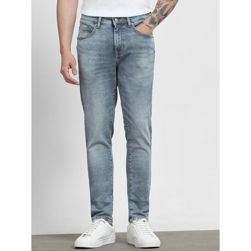Mufti Washed Steel Grey Solid Jeans (32)