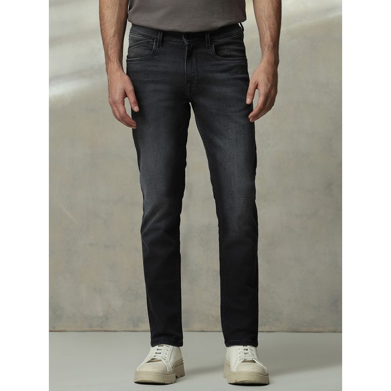 Mufti Washed Charcoal Black Solid Jeans (36)