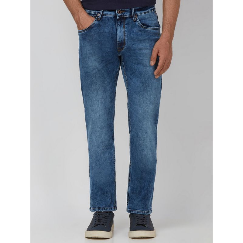 Mufti Medium Indigo Blue Solid Jeans (40)