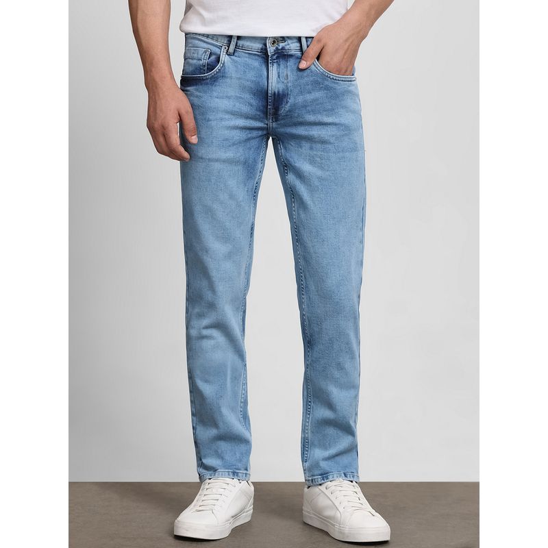 Mufti Light Indigo Blue Solid Jeans (34)