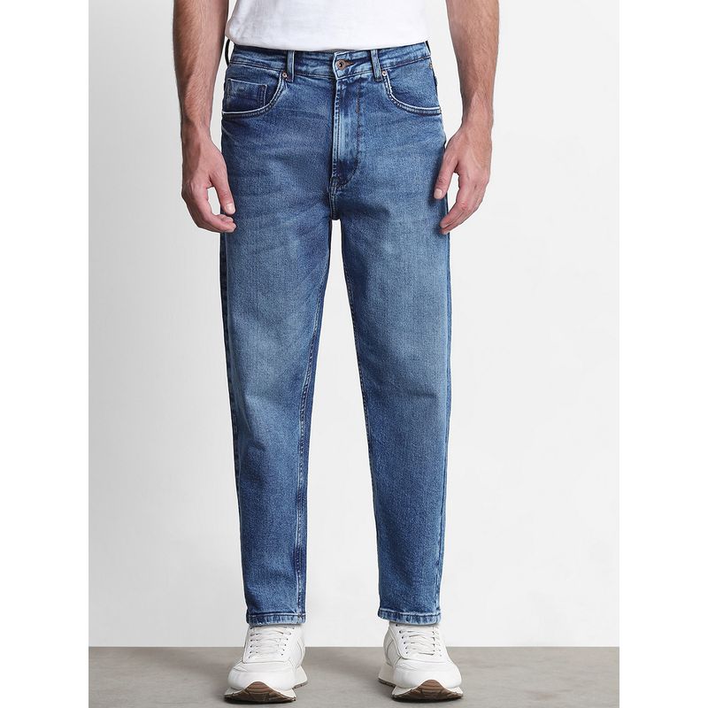 Mufti Washed Mid Blue Solid Jeans (36)
