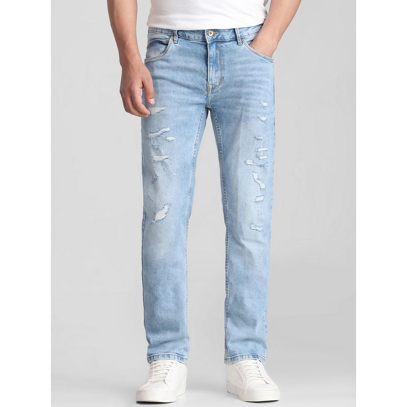 Mufti Light Indigo Blue Solid Jeans (34)