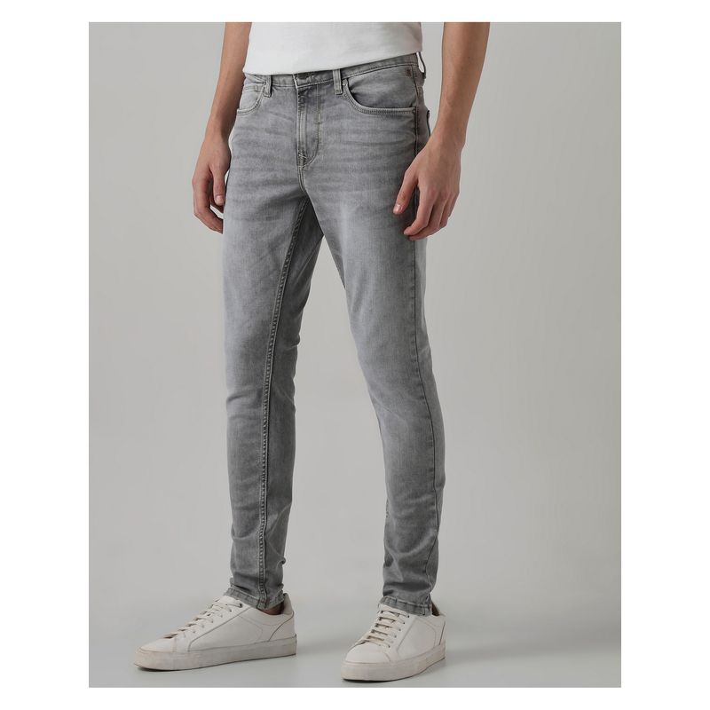Mufti Washed Light Grey Solid Jeans (32)