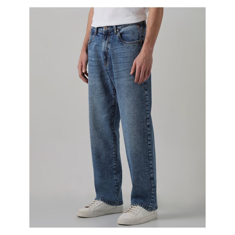 Mufti Medium Stonewash Blue Solid Jeans (32)