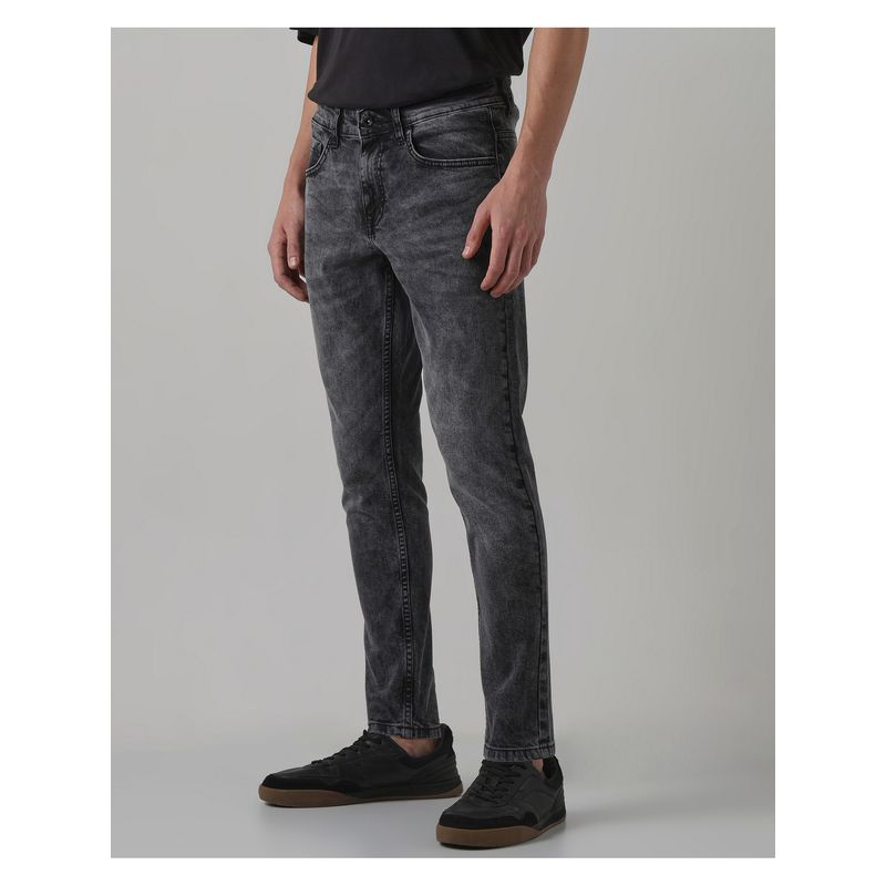 Mufti Washed Charcoal Black Textured Jeans (36)