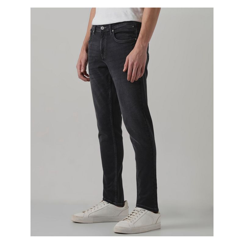 Mufti Washed Charcoal Black Solid Jeans (28)