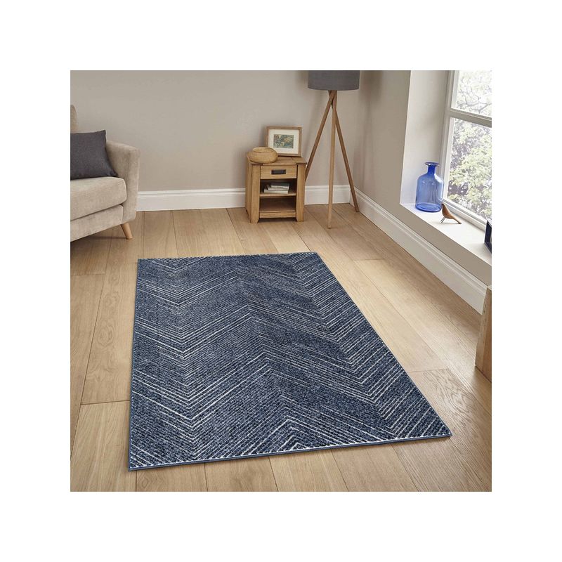 OBSESSIONS Super Soft Anti-Static Striped Carpet Blue (4 x 6 Feet)