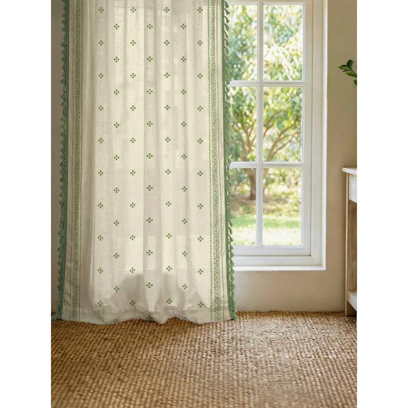 Urban Space 100% Cotton Curtain, 5 Ft - Aaqar Sage Green (5 x 4 Feet)