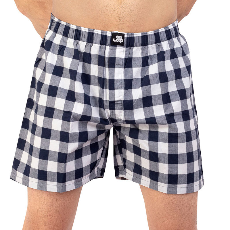 On Loop Boxer for Men in Cotton White and Black Checks (L)