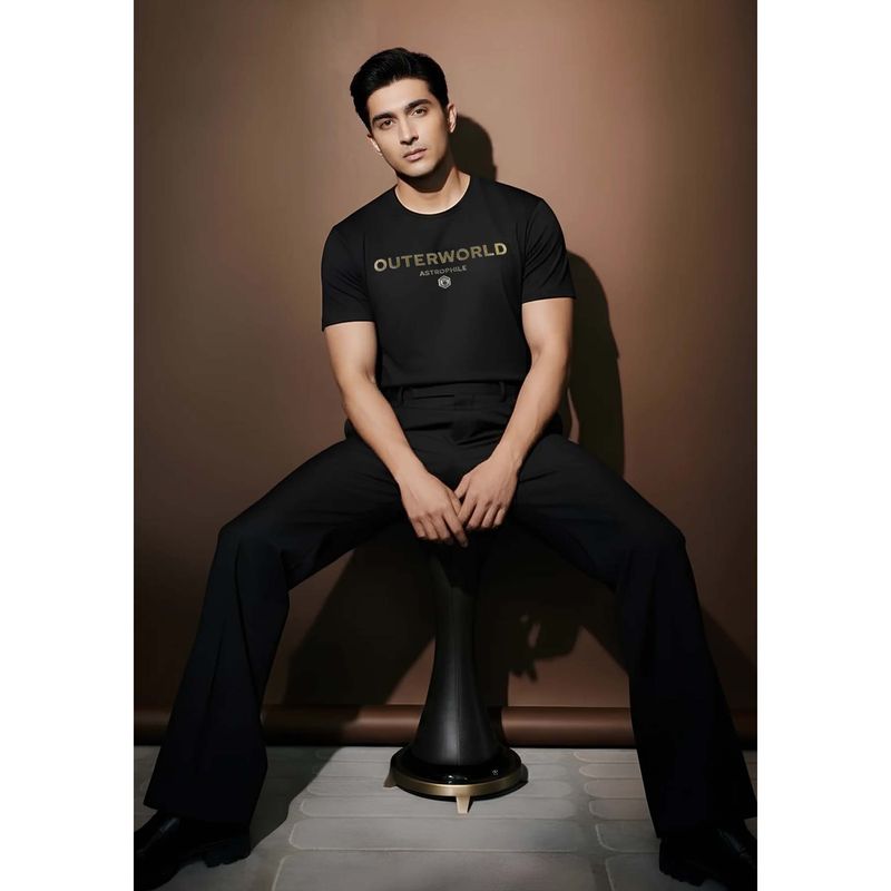 OUTERWORLD Black Dripping Gold Men Luxury T-Shirt (S)