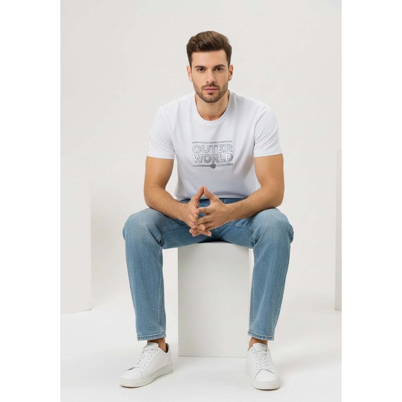 OUTERWORLD Grey Silver Halo Men Luxury T-Shirt (S)