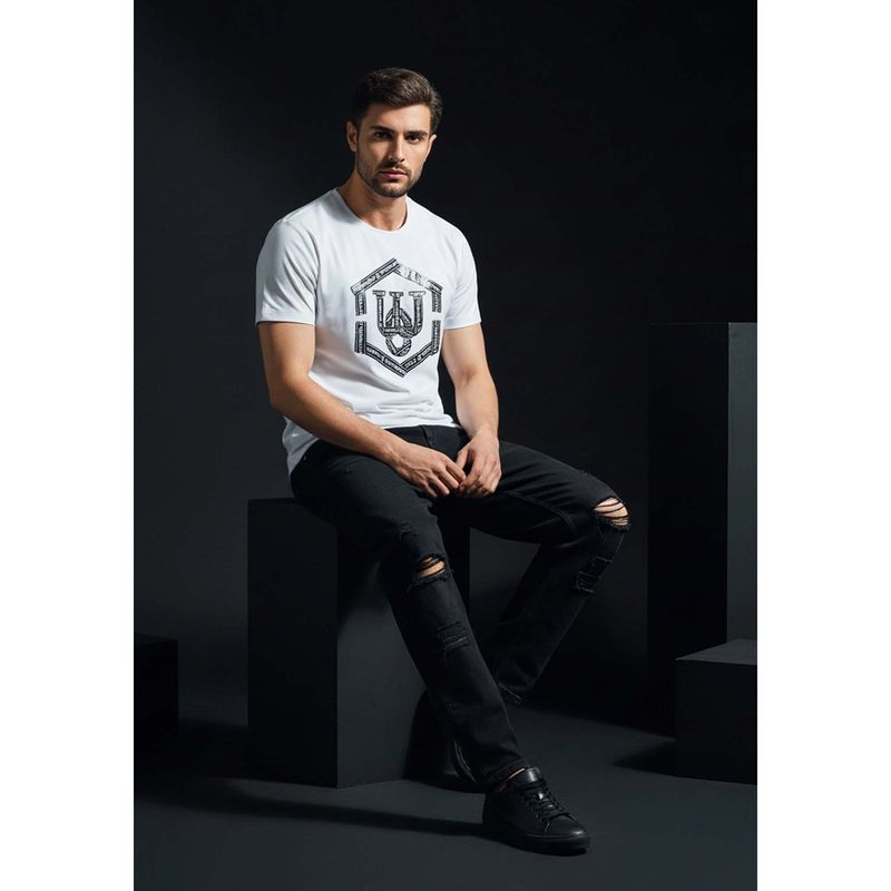 OUTERWORLD White Frosted Glam Men Luxury T-Shirt (S)
