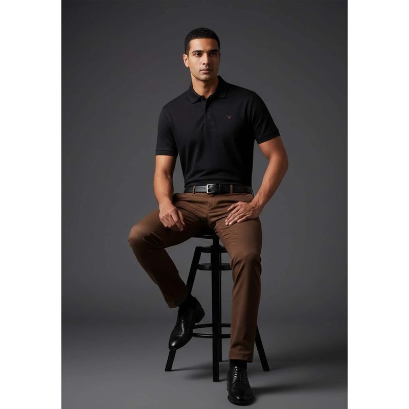 OUTERWORLD Black Solid Collar Neck Men's Polo Half Sleeve T-Shirt (M)